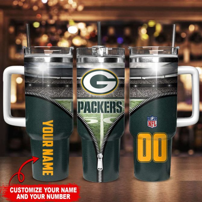 Green Bay Packers Nfl Custom Stanley Quencher 40Oz Stainless Steel Tumbler With Handle - Image 2