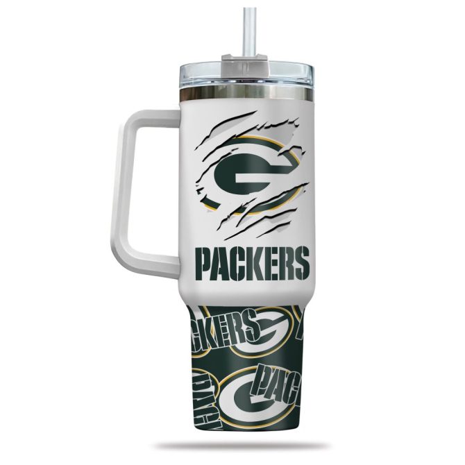 Green Bay Packers Nfl Custom Stanley Quencher 40Oz Stainless Steel Tumbler With Handle - Image 3