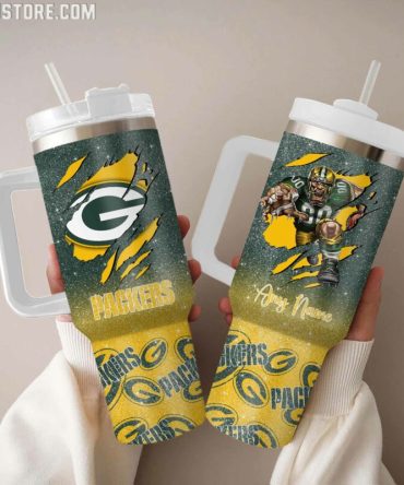 Green Bay Packers Nfl Custom Stanley Quencher 40Oz Stainless Steel Tumbler With Handle