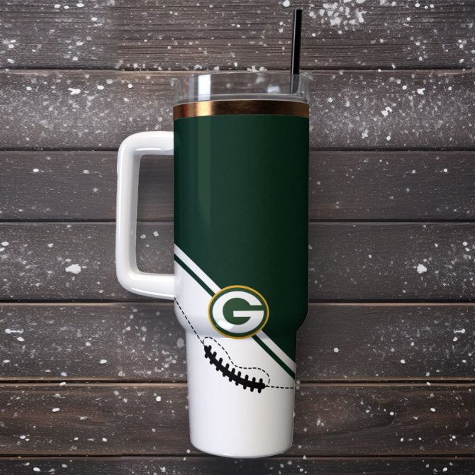 Green Bay Packers Nfl Custom Stanley Quencher 40Oz Stainless Steel Tumbler With Handle - Image 2