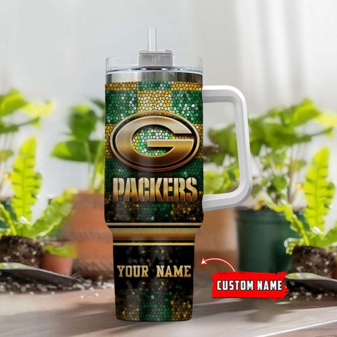 Green Bay Packers Nfl Custom Stanley Quencher 40Oz Stainless Steel Tumbler With Handle - Image 2