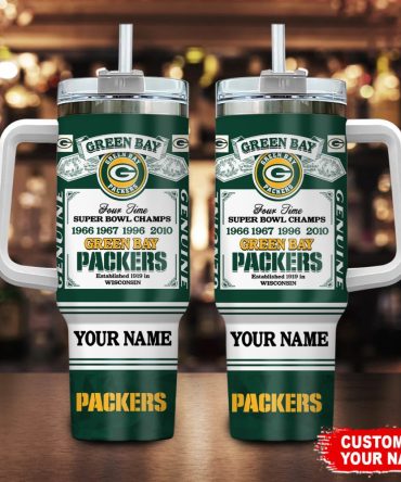 Green Bay Packers Nfl Custom Stanley Quencher 40Oz Stainless Steel Tumbler With Handle