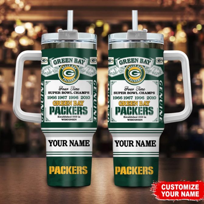 Green Bay Packers Nfl Custom Stanley Quencher 40Oz Stainless Steel Tumbler With Handle