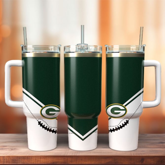 Green Bay Packers Nfl Custom Stanley Quencher 40Oz Stainless Steel Tumbler With Handle