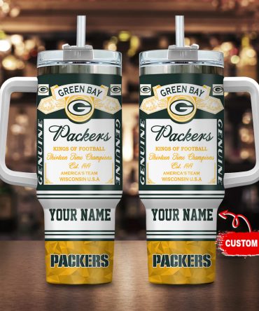 Green Bay Packers Nfl Custom Stanley Quencher 40Oz Stainless Steel Tumbler With Handle