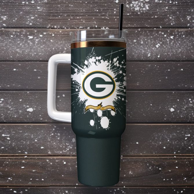 Green Bay Packers Nfl Custom Stanley Quencher 40Oz Stainless Steel Tumbler With Handle - Image 2