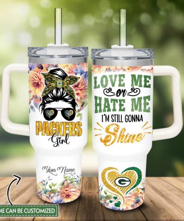 Green Bay Packers Nfl Custom Stanley Quencher 40Oz Stainless Steel Tumbler