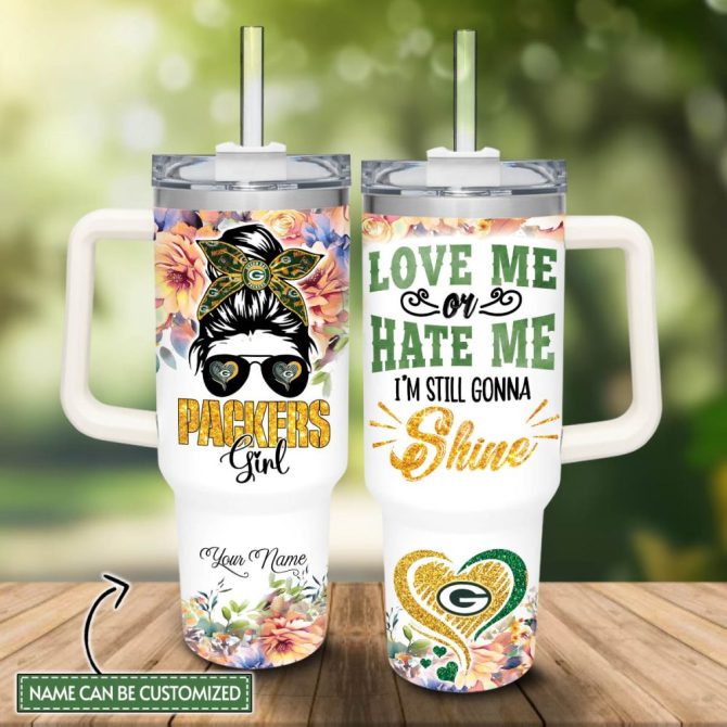 Green Bay Packers Nfl Custom Stanley Quencher 40Oz Stainless Steel Tumbler