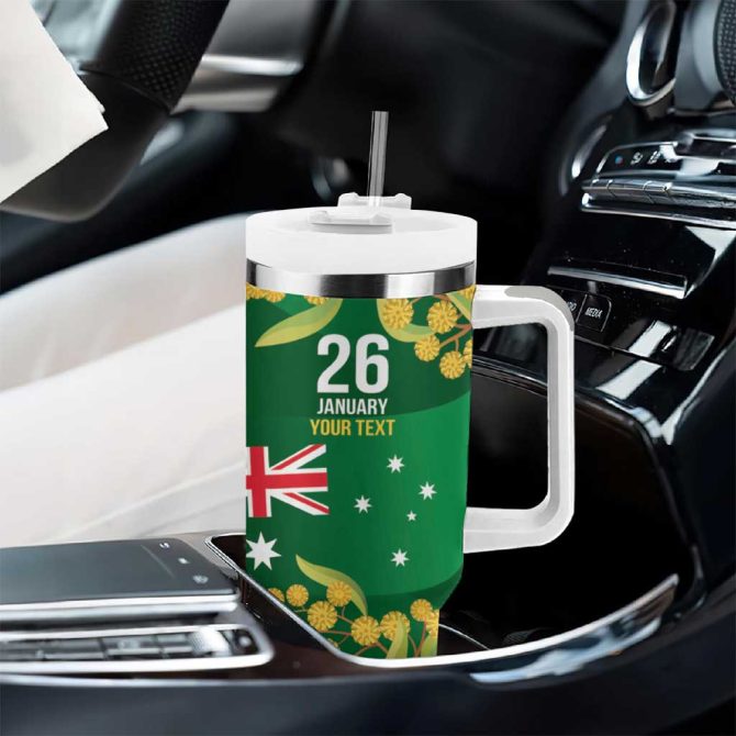 Green Kangaroo And Golden Wattle Happy Australia Day 6 January Custom Stanley Quencher 40Oz Stainless Steel Tumbler With Handle - Image 8