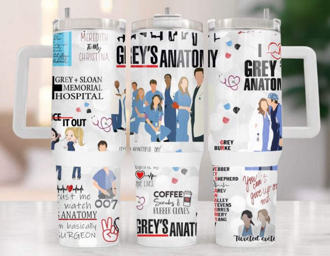 Grey #8217;S Anatomy Tv Series Custom Stanley Quencher 40Oz Stainless Steel Tumbler With Handle