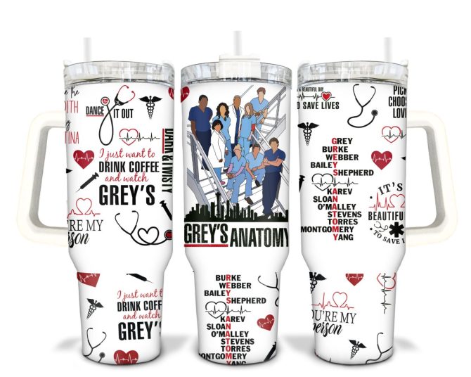 Grey #8217;S Anatomy  Tv Series Custom Stanley Quencher 40Oz Stainless Steel Tumbler With Handle