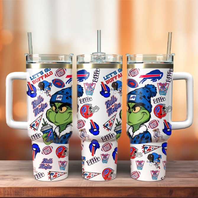 Grinch Buffalo Bills Nfl Sports Custom Stanley Quencher 40Oz Stainless Steel Tumbler With Handle