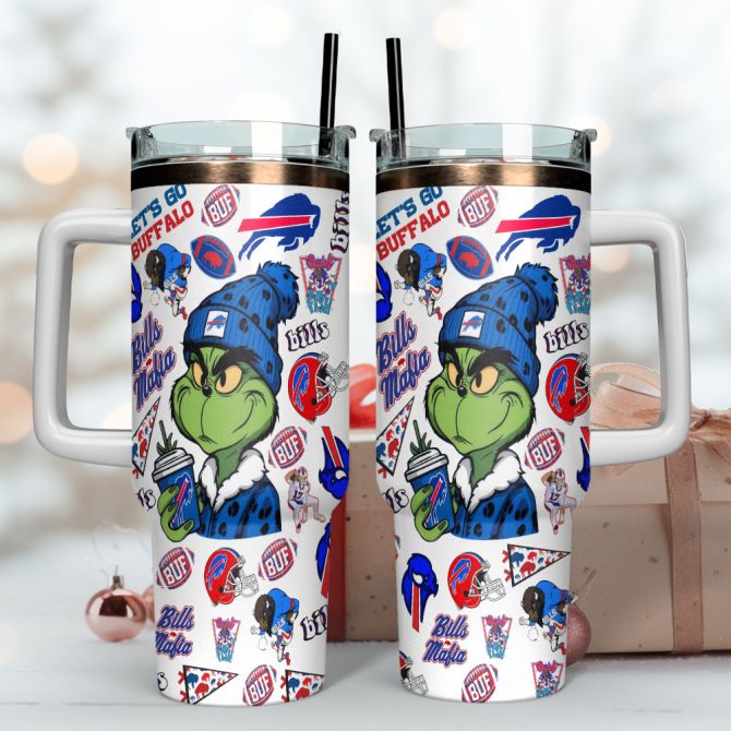 Grinch Buffalo Bills Nfl Sports Custom Stanley Quencher 40Oz Stainless Steel Tumbler With Handle - Image 4