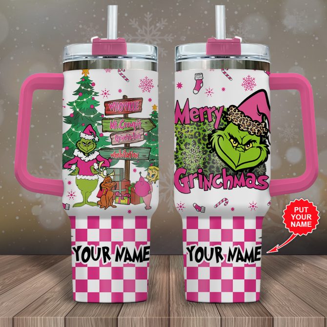 Grinch Movie Cartoon Custom Stanley Quencher 40Oz Stainless Steel Tumbler With Handle