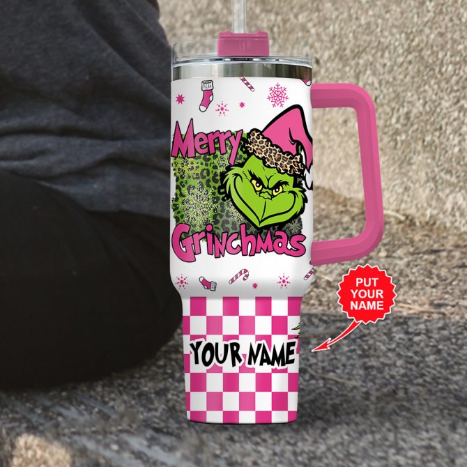 Grinch Movie Cartoon Custom Stanley Quencher 40Oz Stainless Steel Tumbler With Handle - Image 2