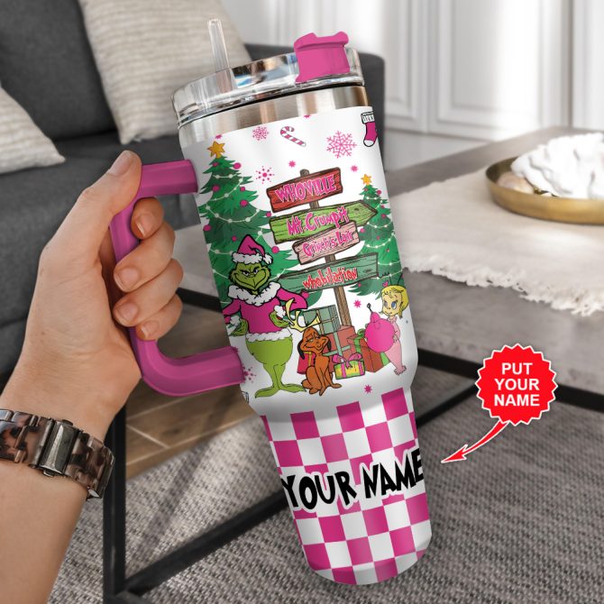 Grinch Movie Cartoon Custom Stanley Quencher 40Oz Stainless Steel Tumbler With Handle - Image 3