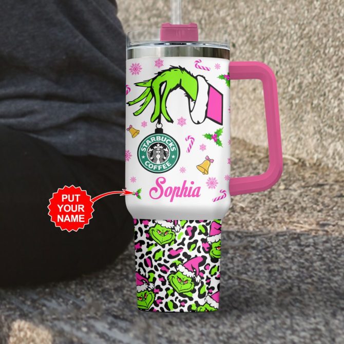 Grinch Movie Cartoon Custom Stanley Quencher 40Oz Stainless Steel Tumbler With Handle - Image 2