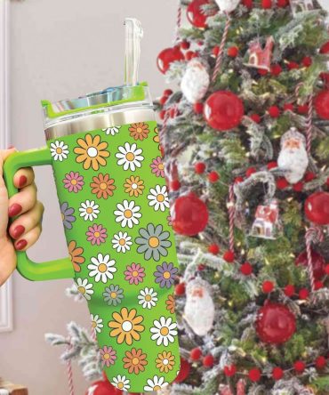 Groovy Flowers Custom Stanley Quencher 40Oz Stainless Steel Tumbler