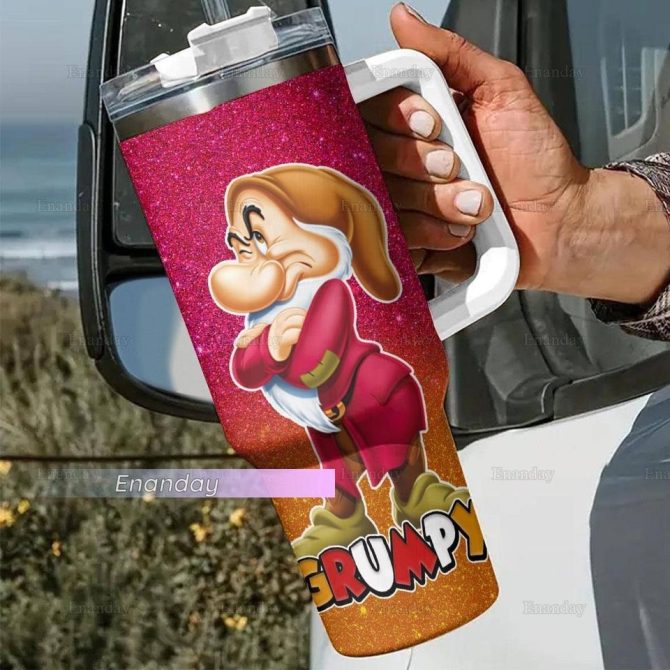 Grumpy Snow White Cartoon Custom Stanley Quencher 40Oz Stainless Steel Tumbler - Image 6