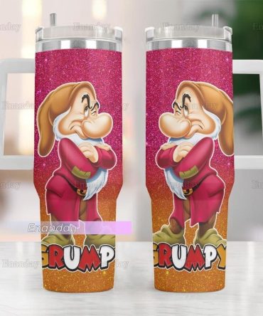 Grumpy Snow White Cartoon Custom Stanley Quencher 40Oz Stainless Steel Tumbler