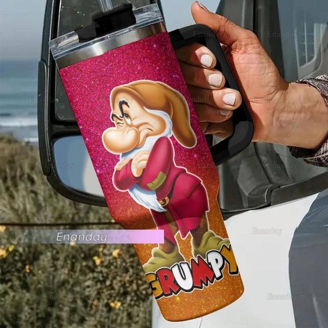 Grumpy Snow White Cartoon Custom Stanley Quencher 40Oz Stainless Steel Tumbler - Image 5
