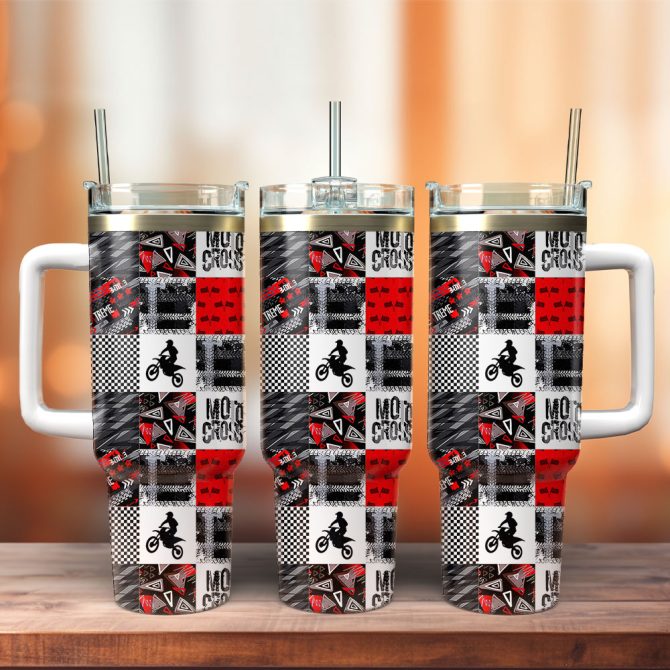Grunge Motocross Custom Stanley Quencher 40Oz Stainless Steel Tumbler With Handle