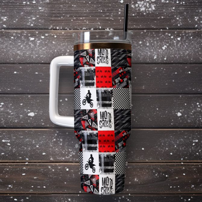 Grunge Motocross Custom Stanley Quencher 40Oz Stainless Steel Tumbler With Handle - Image 2