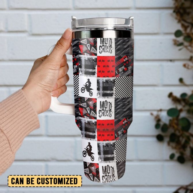 Grunge Motocross Custom Stanley Quencher 40Oz Stainless Steel Tumbler With Handle - Image 3