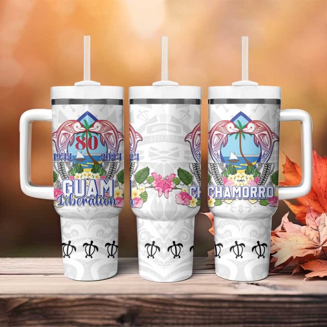 Guam Chamorro Liberation Day 80Th Anniversary Custom Stanley Quencher 40Oz Stainless Steel Tumbler With Handle - Image 4