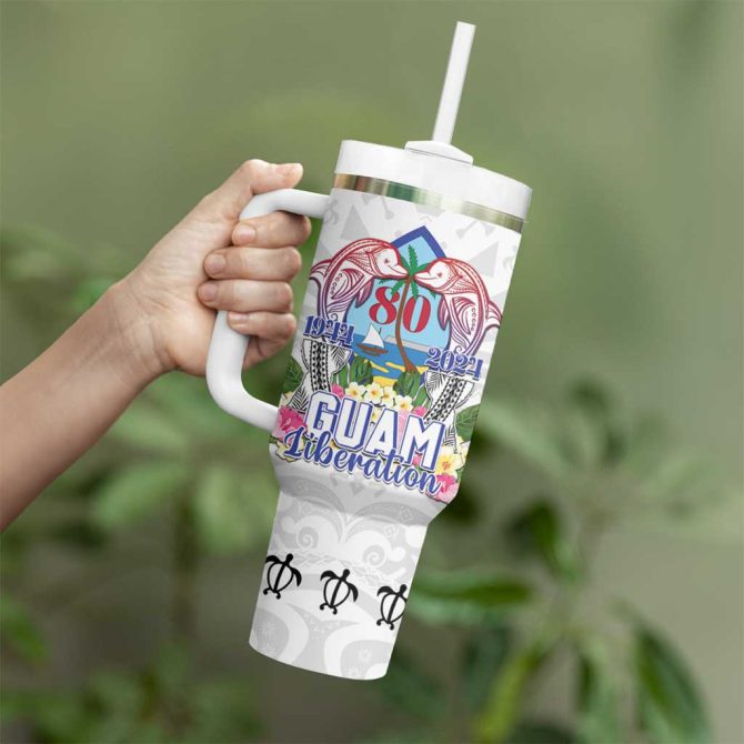 Guam Chamorro Liberation Day 80Th Anniversary Custom Stanley Quencher 40Oz Stainless Steel Tumbler With Handle - Image 3