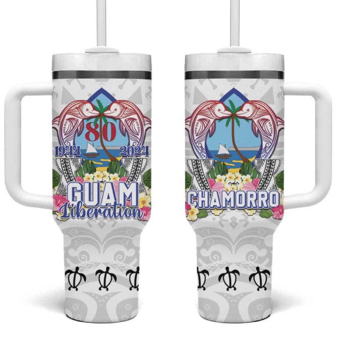 Guam Chamorro Liberation Day 80Th Anniversary Custom Stanley Quencher 40Oz Stainless Steel Tumbler With Handle