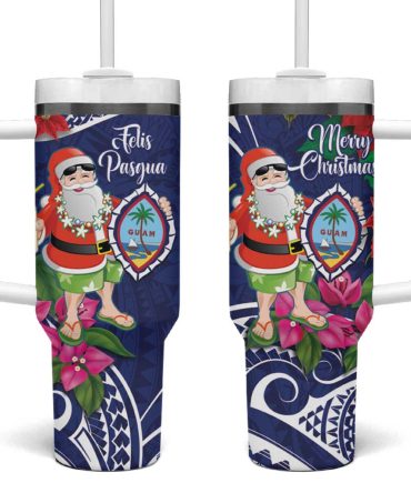 Guam Christmas Poinsettia With Bougainvillea Felis Pasgua! Custom Stanley Quencher 40Oz Stainless Steel Tumbler With Handle