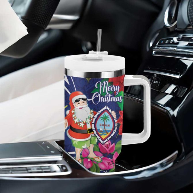 Guam Christmas Poinsettia With Bougainvillea Felis Pasgua! Custom Stanley Quencher 40Oz Stainless Steel Tumbler With Handle - Image 8