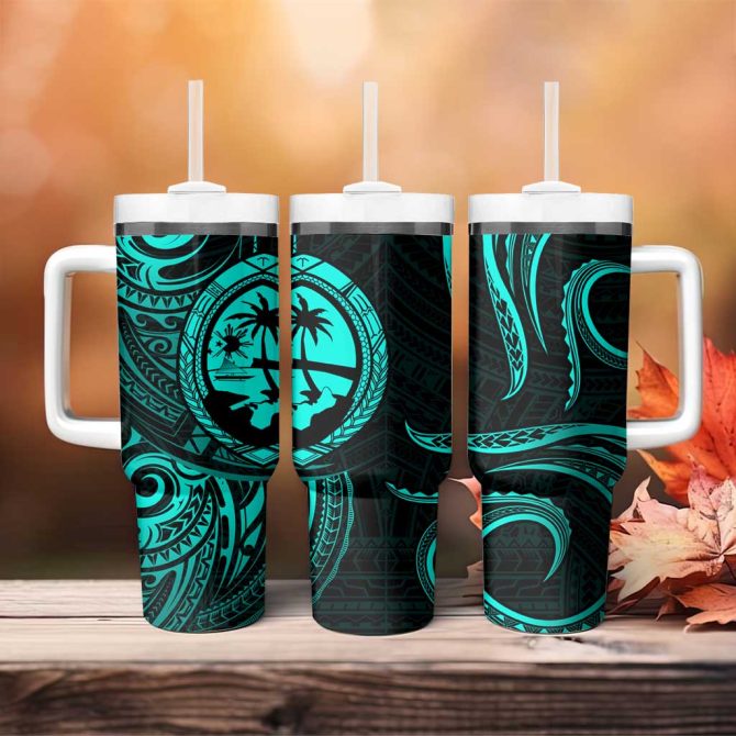 Guam Coat Of Arms Custom Stanley Quencher 40Oz Stainless Steel Tumbler - Image 4