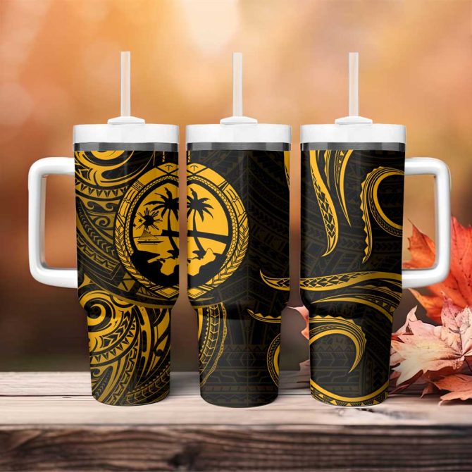 Guam Coat Of Arms Custom Stanley Quencher 40Oz Stainless Steel Tumbler - Image 4