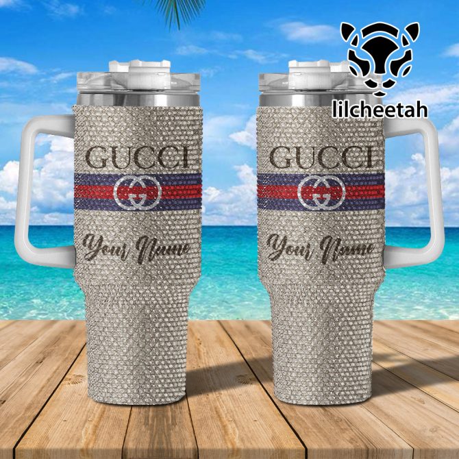 Gucci Brand Custom Stanley Quencher 40Oz Stainless Steel Tumbler With Handle