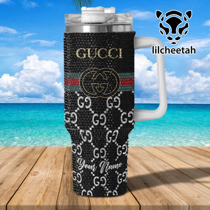 Gucci Brand Custom Stanley Quencher 40Oz Stainless Steel Tumbler With Handle