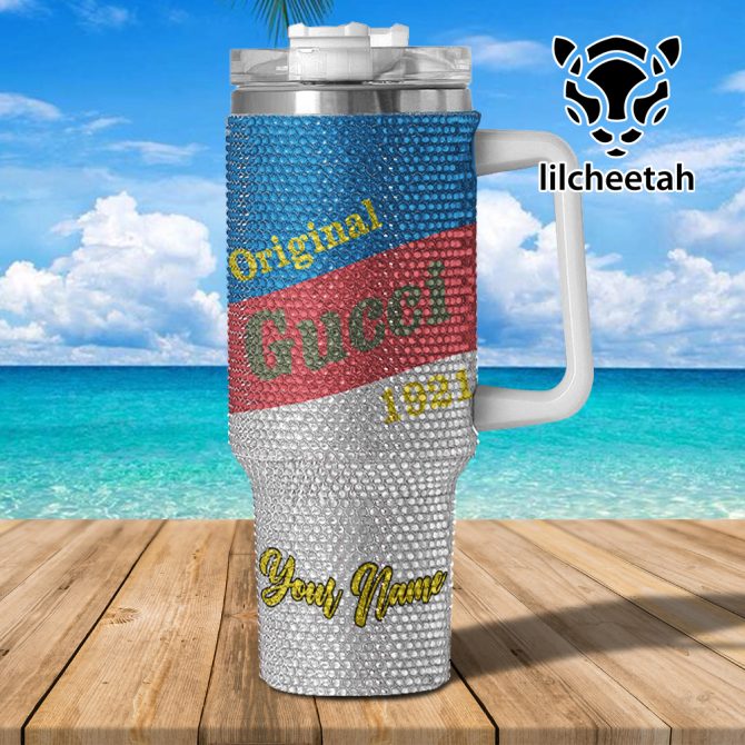 Gucci Brand Custom Stanley Quencher 40Oz Stainless Steel Tumbler With Handle