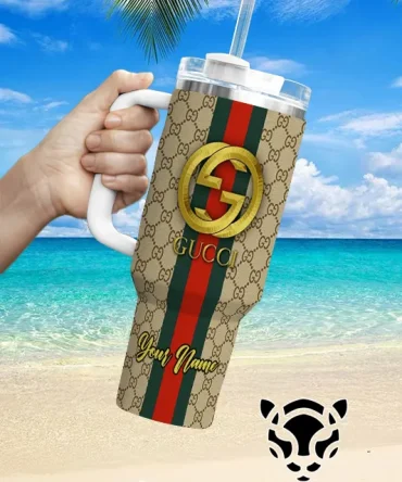 Gucci Brand Custom Stanley Quencher 40Oz Stainless Steel Tumbler With Handle