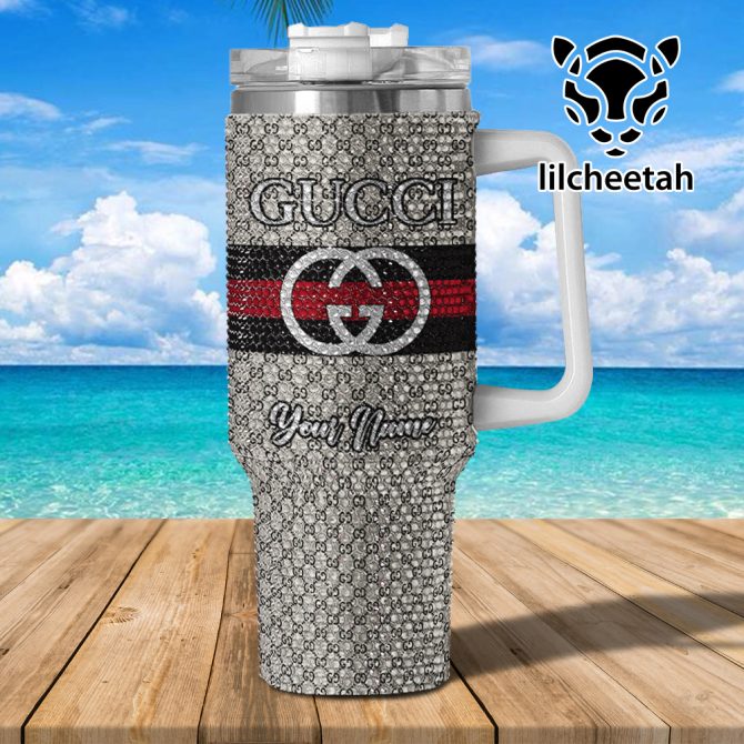 Gucci Brand Custom Stanley Quencher 40Oz Stainless Steel Tumbler With Handle