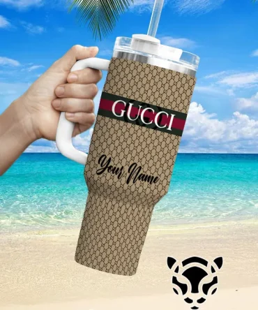 Gucci Brand Custom Stanley Quencher 40Oz Stainless Steel Tumbler With Handle
