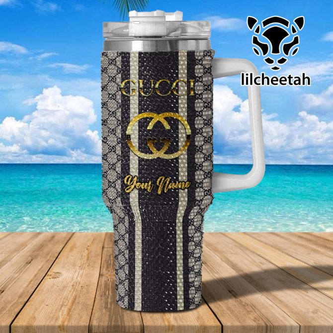 Gucci Brand Custom Stanley Quencher 40Oz Stainless Steel Tumbler With Handle