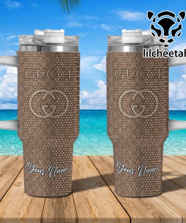 Gucci Brand Custom Stanley Quencher 40Oz Stainless Steel Tumbler With Handle