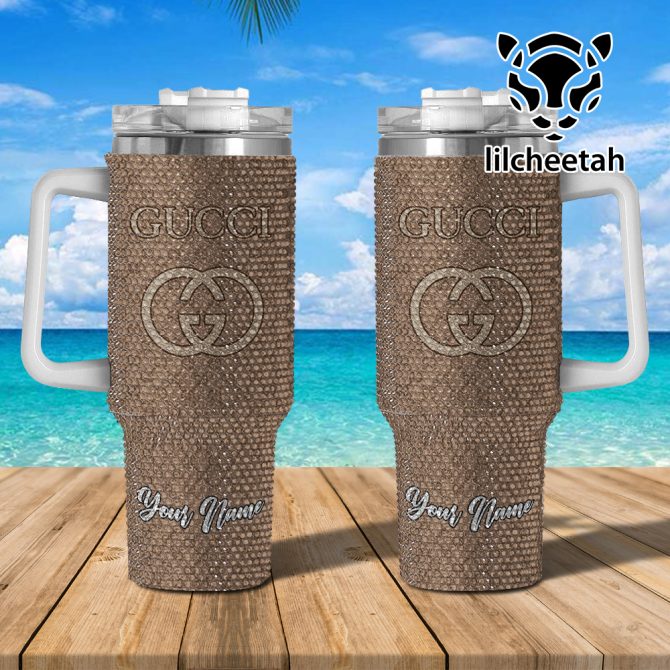 Gucci Brand Custom Stanley Quencher 40Oz Stainless Steel Tumbler With Handle