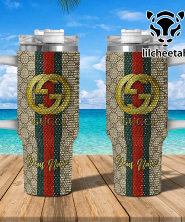 Gucci Brand Custom Stanley Quencher 40Oz Stainless Steel Tumbler With Handle