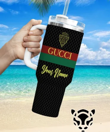 Gucci Brand Custom Stanley Quencher 40Oz Stainless Steel Tumbler With Handle