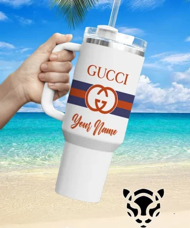 Gucci Brand Custom Stanley Quencher 40Oz Stainless Steel Tumbler With Handle