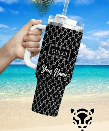 Gucci Brand Custom Stanley Quencher 40Oz Stainless Steel Tumbler With Handle