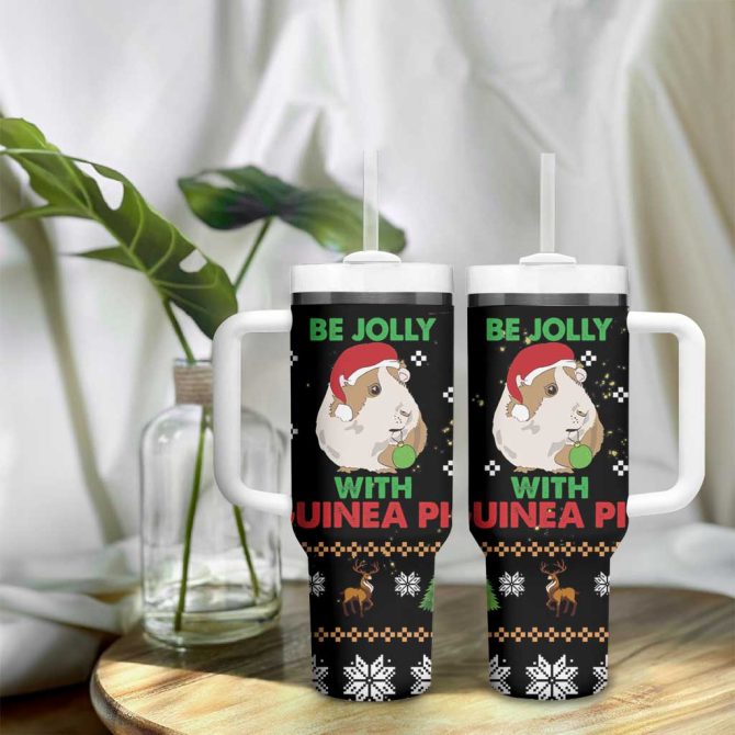 Guinea Pig Christmas Be Jolly With Guinea Pig Custom Stanley Quencher 40Oz Stainless Steel Tumbler With Handle - Image 9