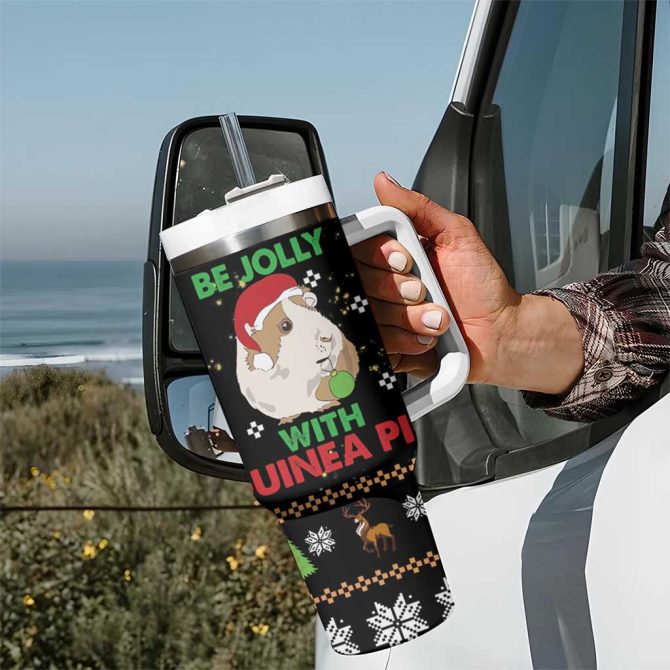 Guinea Pig Christmas Be Jolly With Guinea Pig Custom Stanley Quencher 40Oz Stainless Steel Tumbler With Handle - Image 7